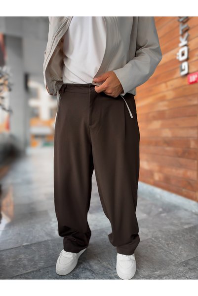 BYBASICMAN Kafa plisirane široke pantalone KNT-4600