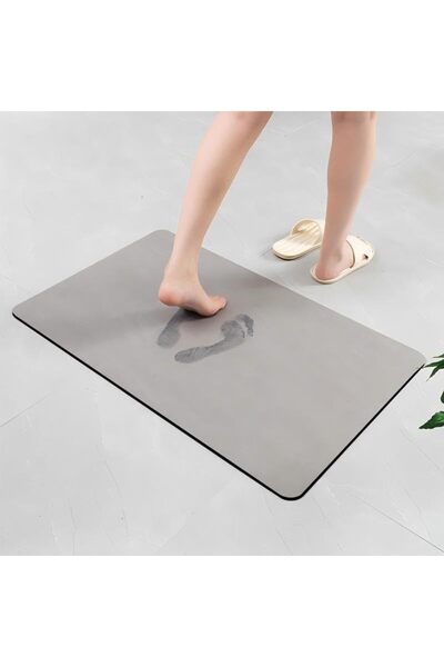 Generic Soft Diatomite Stone Bath Mat 40x60cm Grey Non Slip Shower Mat