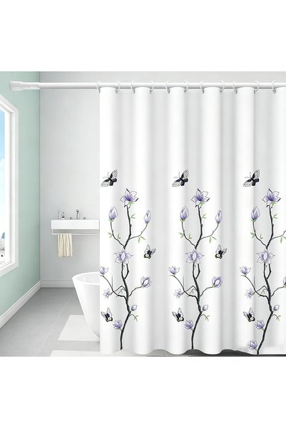 Generic DEARARTBath Beautiful White Flower Shower Curtains, 180W × 180L cm Fa...