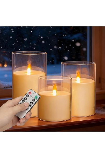 Generic 3 Pcs Flameless Votive Candles, Flickering Pillar Electric LED Candle...