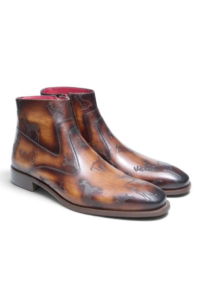 FRANCO CALVANI VINTAGE CHOCOLATE - DEER-PRINT CRUST CHOCOLATE-COLORED, LACE-L...