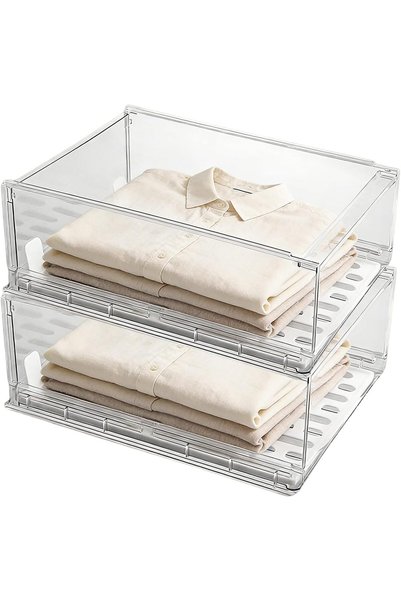 Generic Stackable Shoe Storage Boxes Pull-Out Drawer Organizer for Closet
