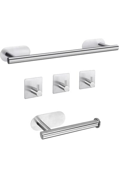 Generic 5PCS Towel Rail Set, 304 Stainless Steel Self Adhesive Bathroom Hardw...