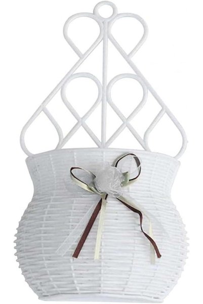 Generic Wall-Mounted Flower Pot Basket, Hollow White Plant Basket for Indoor ...