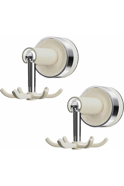 Generic 2Pcs White 360° Rotating Suction Cup Hooks,Heavy-Duty Hanging Kitchen...