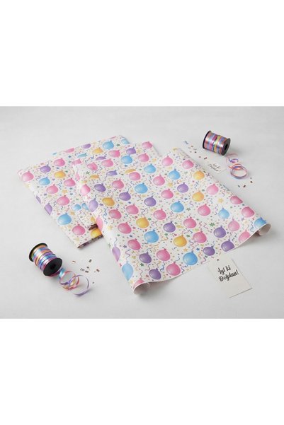 Orbak Kağıt Balloon-Patterned Gift Wrapping Paper, 50x70 cm, 5 Sheets | Birth...