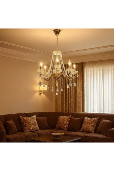 Generic Brand Modern chandelier, gold and silver candlestick, E14*8