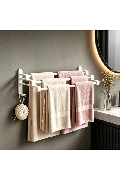 Generic No Drill Wall Mounted Towel Rack, 3‑Tier Carbon Steel & ABS Bathroom ...