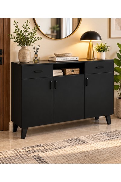 N.zone Modern Versatile Shoe Cabinet with Stylish Wood Design, Featuring 3 Do...