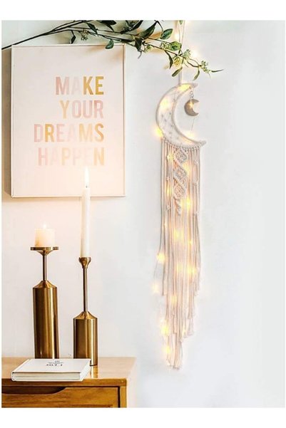 Generic Macrame Moon Wall Hanging Dream Catcher - Moon Hand-Woven Bohemian Wa...