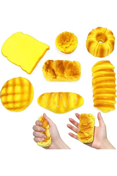 Generic مجموعة ألعاب ضغط الطعام الواقعية المكونة من 7 قطع، تتميز بطيء الانتفا...
