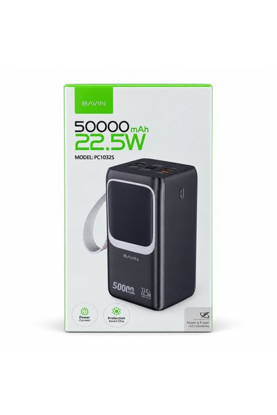 Bavin باور بانك PC1032S بسعة 50000 مللي أمبير وشحن سريع بقوة 22.5 واط، باللون...