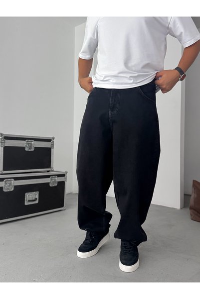 BYBASICMAN Crne Osnovne Super Široke Farmerke C-6560/6570