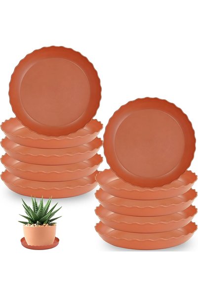 Generic 10-Pack Plant Saucers - 6, 8, 10 Inch Plastic Water Drip Trays, Heavy...