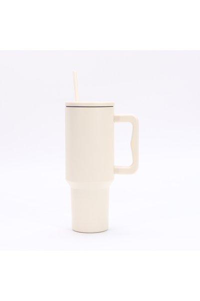 Generic 40oz Insulated Tumbler with Handle and Straw, Flat Lid, Double Wall V...