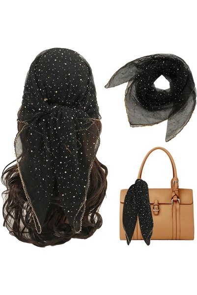 Generic Fashion Head Scarf for Women Hair, Polyester with Silk, 32 Inch Squar...