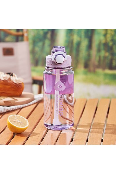 Generic BPA-Free Plastic Straw Water Bottle, Portable Leak-Proof Sports Tumbl...