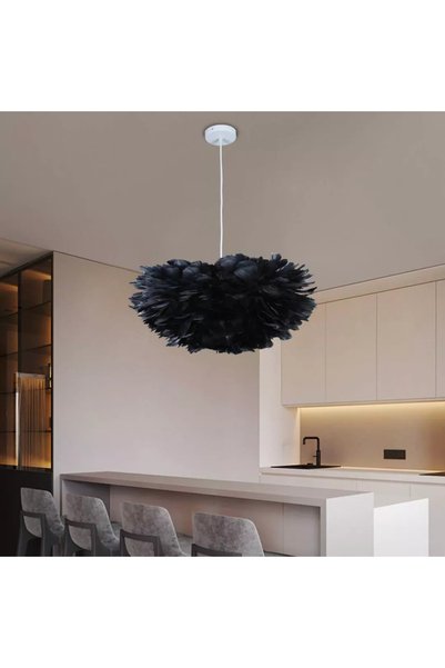 Generic Brand Modern black feather chandelier E27*5L, diameter 80 cm