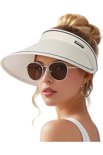 Generic Women's Sun Visor Hat, Foldable Wide Brim Visor Hats Adjustable Large...