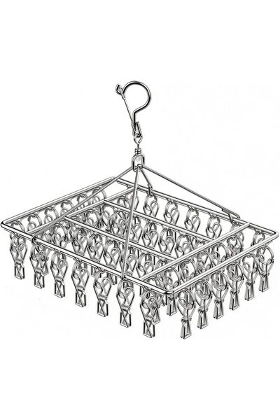 Generic Stainless Steel Clothes Drying Rack with 50 Pegs, Underwear Dryer Han...