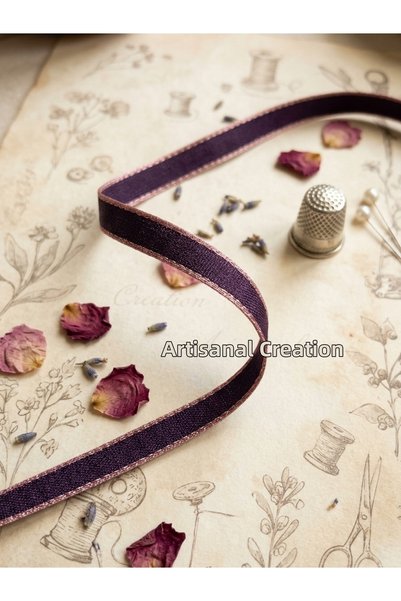 satab French 5 mm Luxury Woven Ribbon, 20 Meters – Purple & Pink-Edge Stitche...