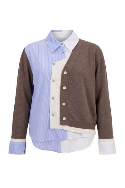 Trendyol Collection Mink Knitwear Detailed Multi-Colored Shirt Twoaw27Go00178