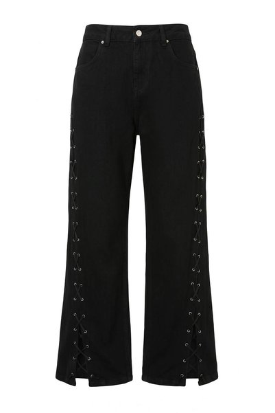 Trendyol Collection Black Regular Waist Wide Leg Jeans Twoaw27Je00293