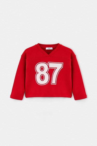TRENDYOLKIDS Red Printed Knitted Sweatshirt Tkdaw27Sw00120