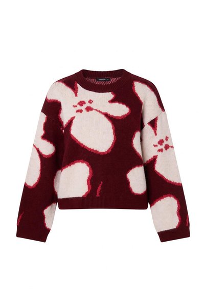 Trendyol Collection Pulover gros din tricotaj cu detalii cu flori de prun TWO...