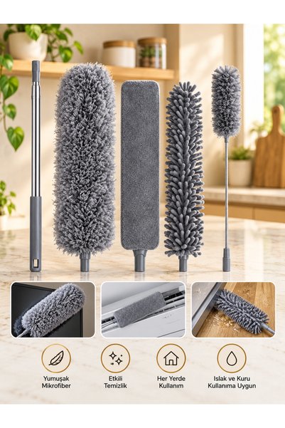 elfnur Microfiber Magnetic Anti-static Flexible Dusting 3-Piece Full Set with...