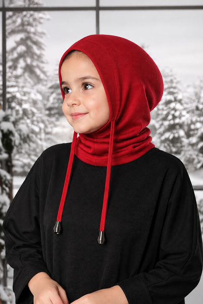 HÜRREMBONE SARAYDAN GELEN GÜZELLİK Red Youth Lace-Up Balaclava with Neck Warm...