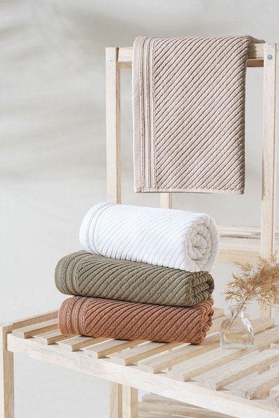 neşe home collection Neşe Home Valeron 4’lü El & Yüz Havlu Seti 50x90 –930gr, %100 Pamuklu, Yumuşak ve Emici