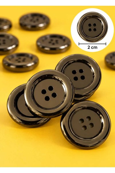 Beyna BLACK Polyester BUTTONS 2 CM 1 PACK OF 10 PIECES