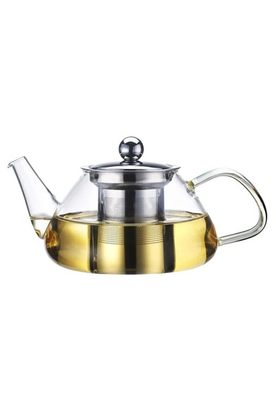 Kamille Ceainic KM-0782S cu infuzor, oțel inoxidabil și sticlă rezistentă la ...