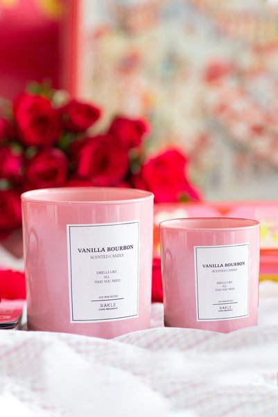 Rakle Le Jardin Vanilla Bourbon Kokulu 2'li Mum Seti Pembe 120 gr - 200 gr