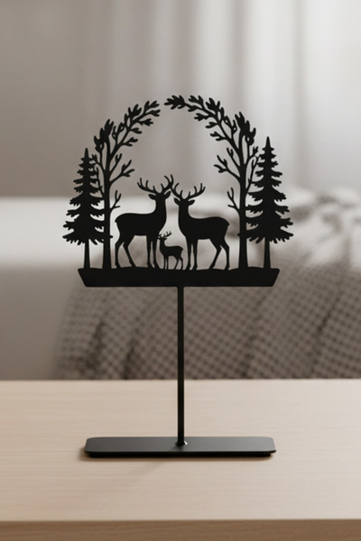 Bafidica Modern Minimalist Siyah Metal Geyik ve Orman Temalı Masaüstü Dekorat...