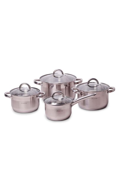 Kamille Set de vase din oțel inoxidabil, 8 piese, 2,1/2,9/3,9/6,5 L, 16/18/20...
