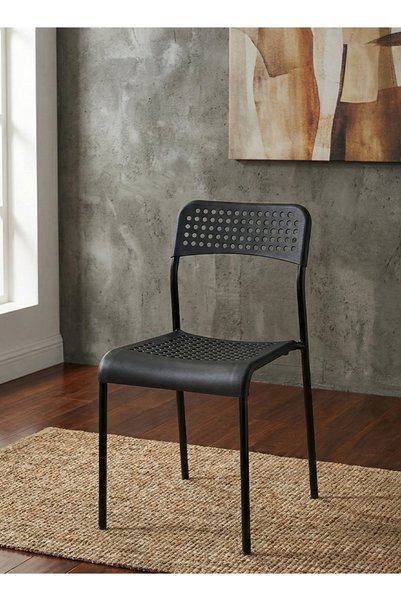 Taimi Dining Chair with Plastic Seat and Metal Legs, Stackable, for Living Ro...