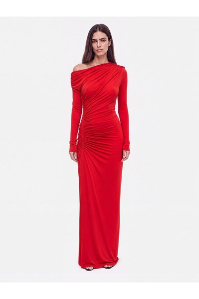 Nocturne Asimetrik Yaka Maxi Elbise