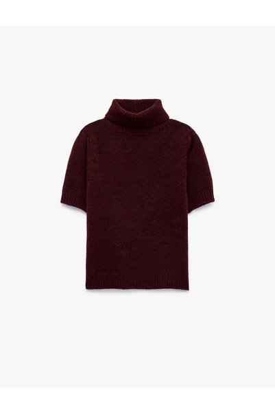 Koton Boxy Fit Dik Yaka Kısa Kollu Peluş Kazak