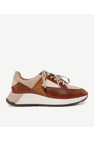 Yargıcı Masculine Leather Sneakers with Straw Detail