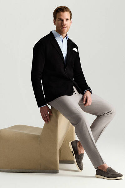 Hemington Merserize Pamuk Siyah Triko Blazer Ceket