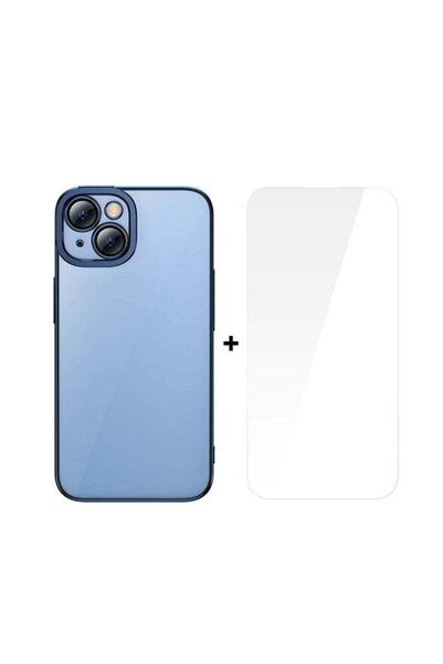Baseus Husă cu sclipici + Sticlă Apple iPhone 14 (albastru)