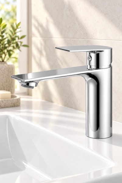 KUSTAR Lüks Krom Sabit Aç Kapa Kısa Lavabo Bataryası – Su Tasarruflu, Dayanık...