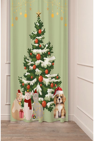 GREENDECOR Christmas Pine Tree Christmas Tree Snow New Year Christmas Pattern...