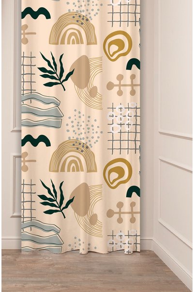 GREENDECOR Cortina de fundal imprimată digital cu model curcubeu Bohemian Lea...