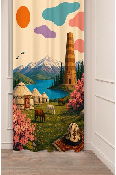 GREENDECOR Țara Iurților și Muntelor, Cai de altitudine nomazi, Cortină decor...