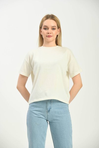 MOVİMENT Ecru Round Neck T-Shirt