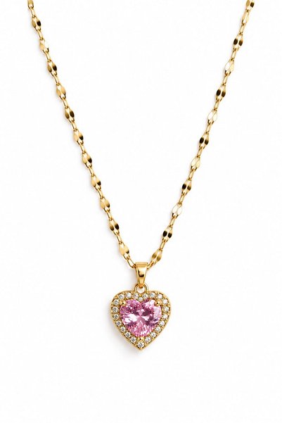 DEMOKAN Women's Steel Necklace Zircon Stone Star Chain Heart Non-Tarnish Neck...