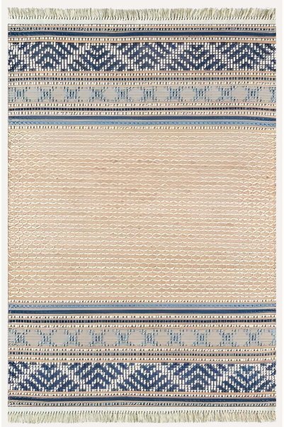 kilim home Cotton Kilim 18 Coffee Ground Striped Patterned Decorative Washabl...
